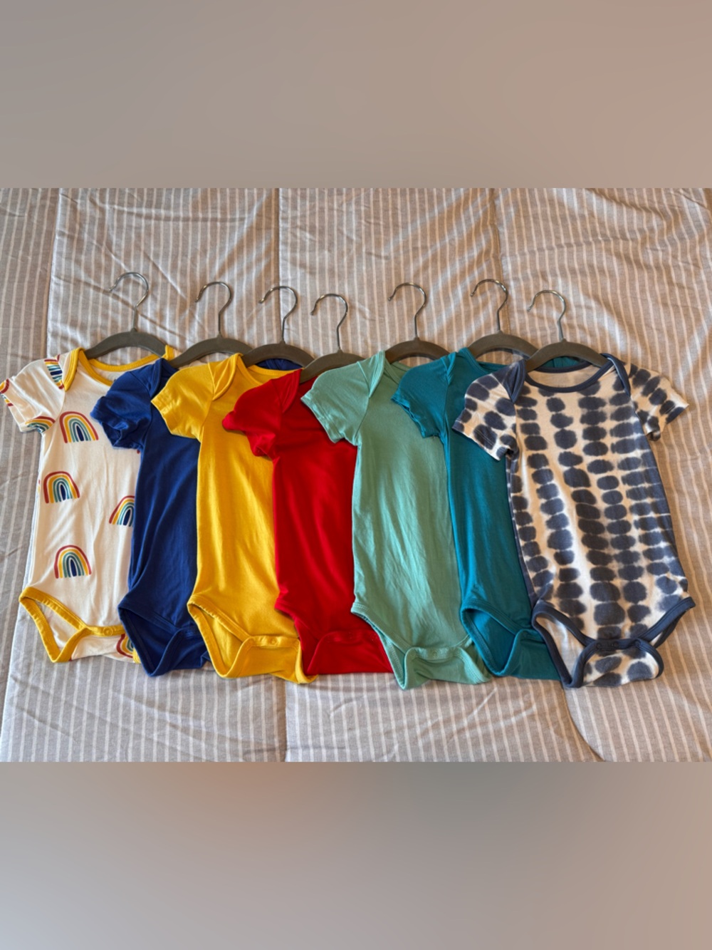 Bright Multi-Color Baby Onesie Set - Rainbows & Solids